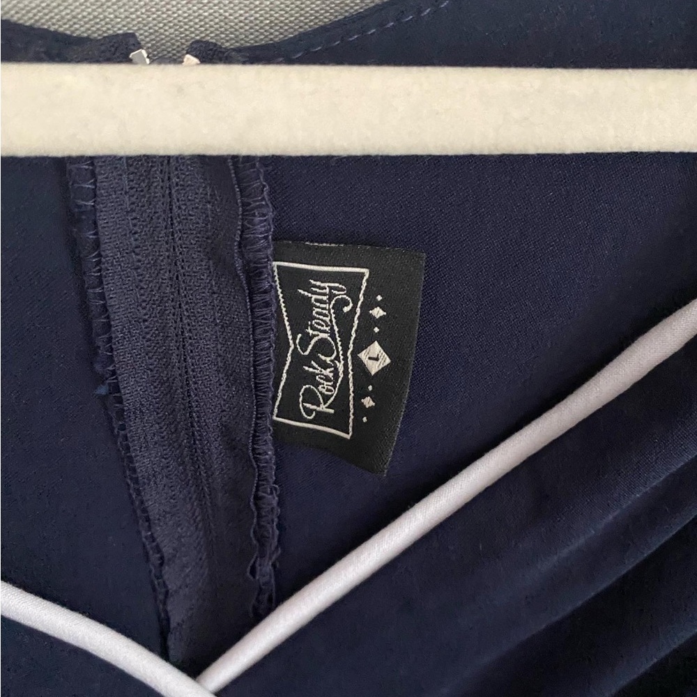 Like New! ✨✨Navy blue with white piping -Rock Steady pin-up wiggle dress. - Picture 3 of 4